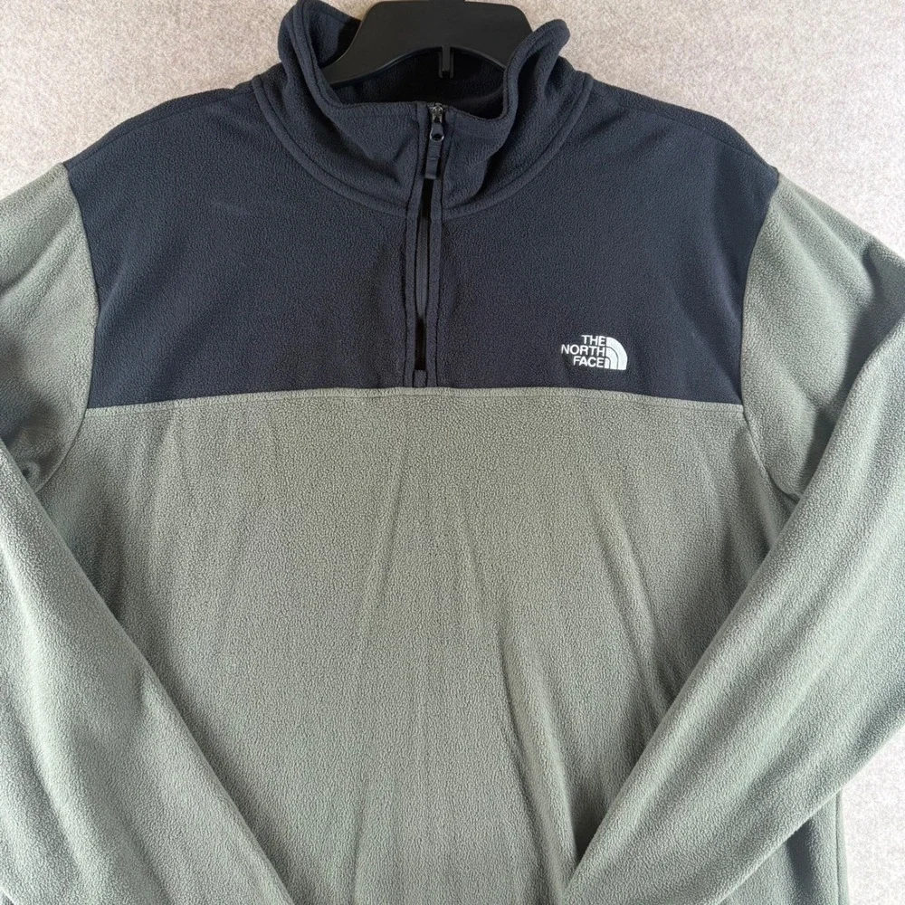 The North Face Fleece‎ Pullover XL Green Black Quarter Zip TKA 100 NF0A48KRBQW